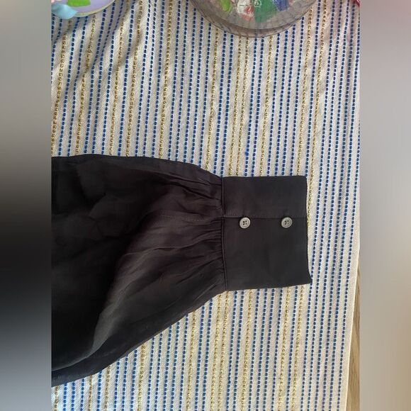 J Crew Top Chiffon Ruffleneck Women’s Black Long Sleeve Lined Sz XS NWT - Picture 6 of 13